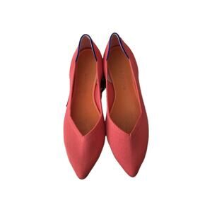 Rothy's Coral Pointed Toe Flats with Blue Trim